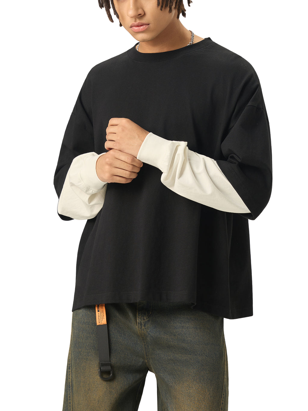 Longsleeve Layered Contrast Sleeve – Nowrocky™ — układ na płasko, strona tylna
