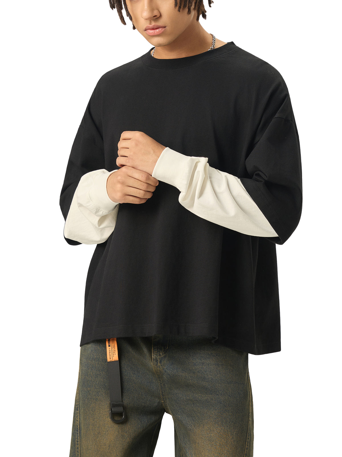 Longsleeve Layered Contrast Sleeve – Nowrocky™ — układ na płasko, strona tylna