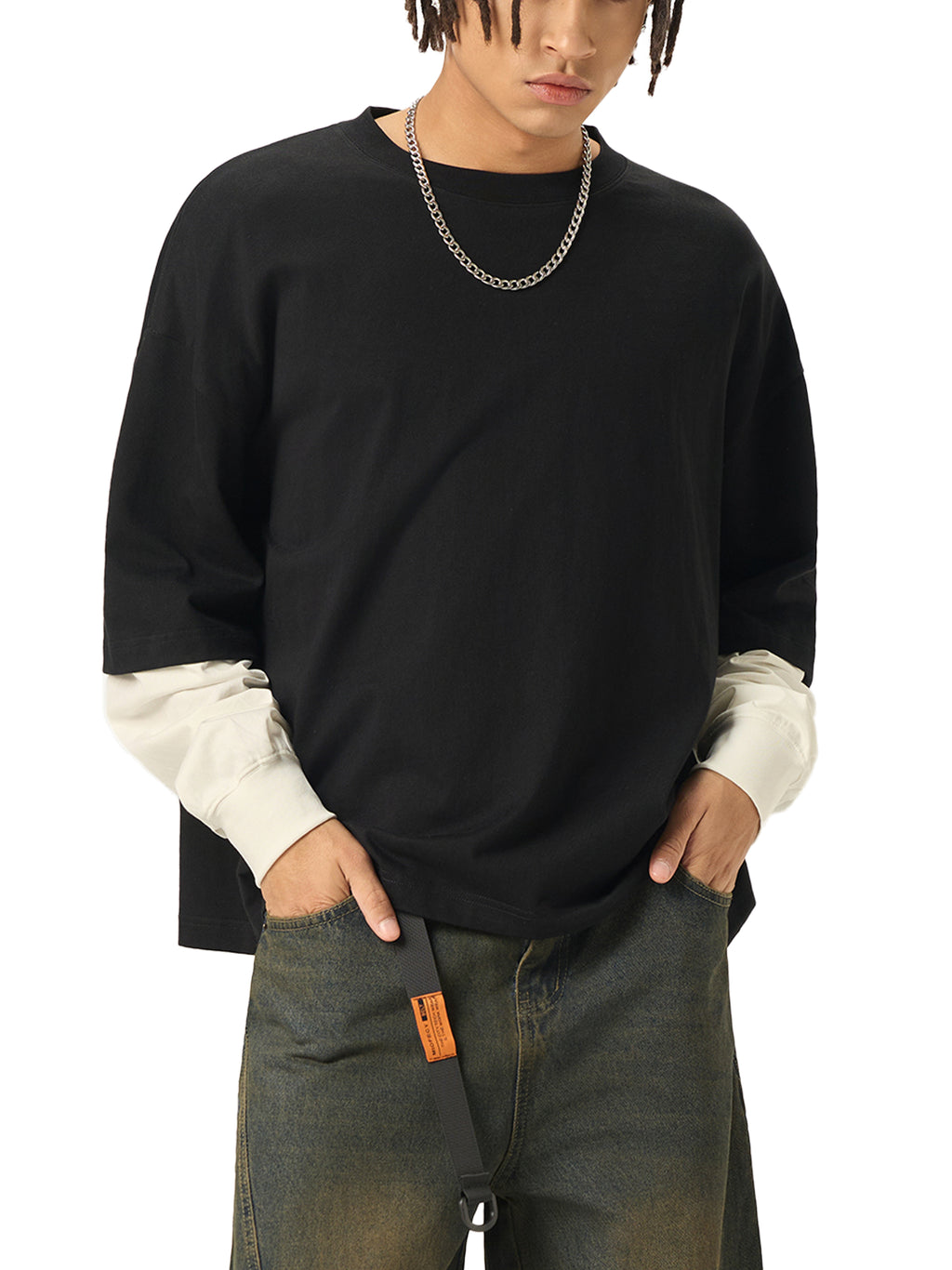 Longsleeve Layered Contrast Sleeve – Nowrocky™ — kontrastowy rękaw i mankiet z bliska
