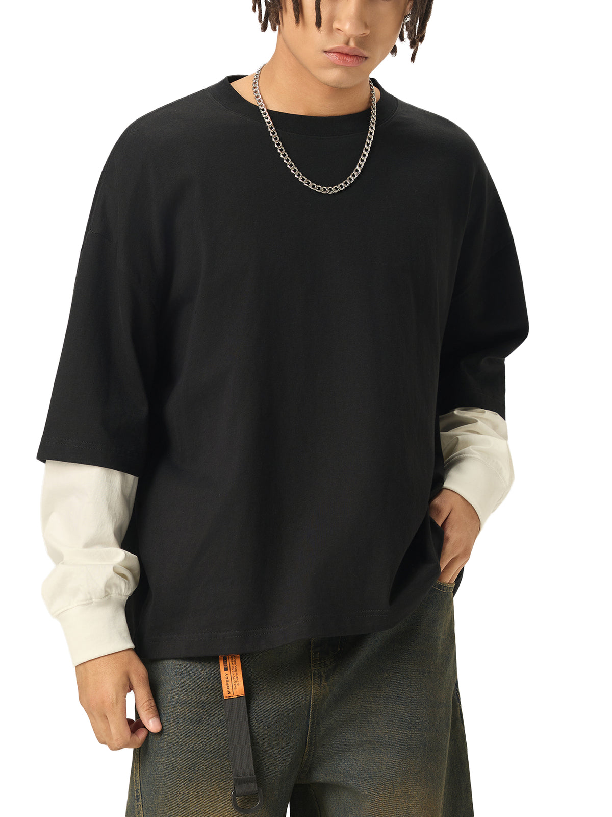 Longsleeve Layered Contrast Sleeve – Nowrocky™ — dolna krawędź i szew boczny