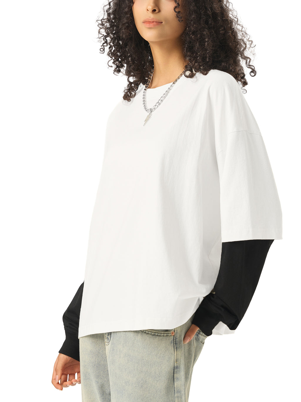 Longsleeve Layered Contrast Sleeve – Nowrocky™ — plecy i linia ramion z bliska