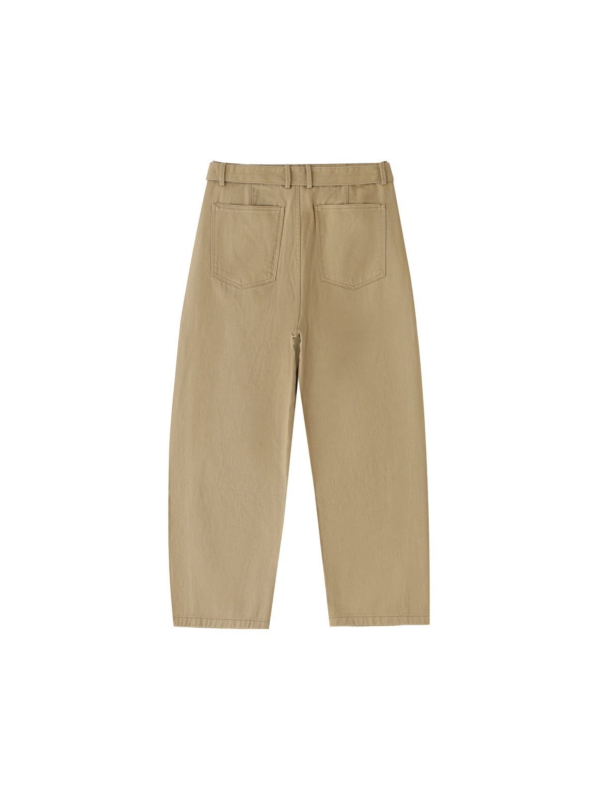Spodnie Chino Barrel Leg z Paskiem – Nowrocky™ — ujęcie z profilu, beczkowata nogawka