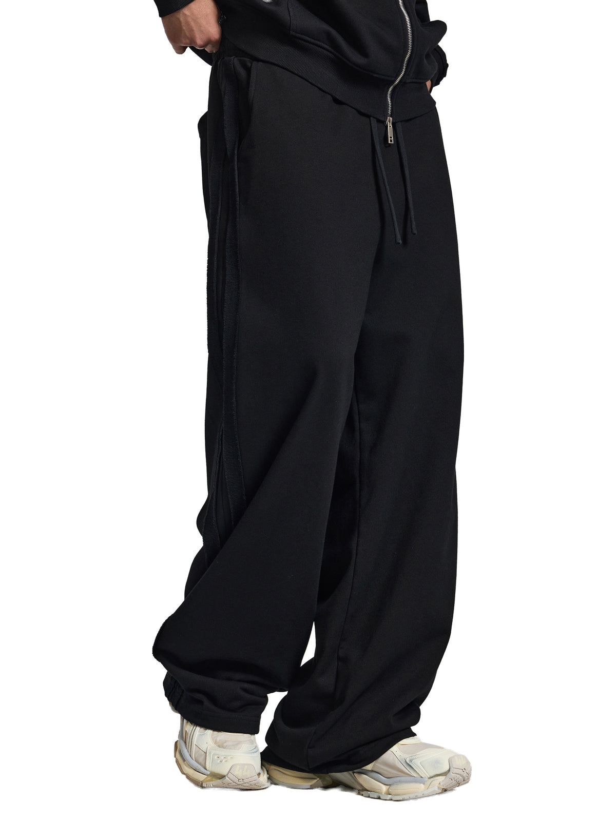 Spodnie Dresowe Contrast Tape Straight Leg – Nowrocky™ — układ na płasko, całe spodnie