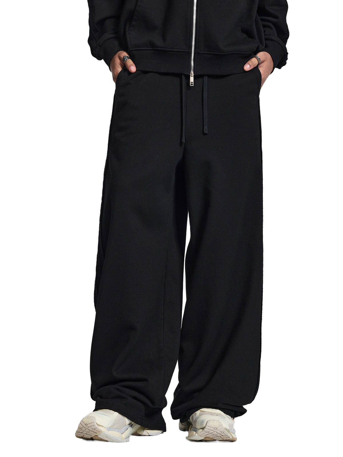 Spodnie Dresowe Contrast Tape Straight Leg – Nowrocky™ — stylizacja uliczna z bluzą