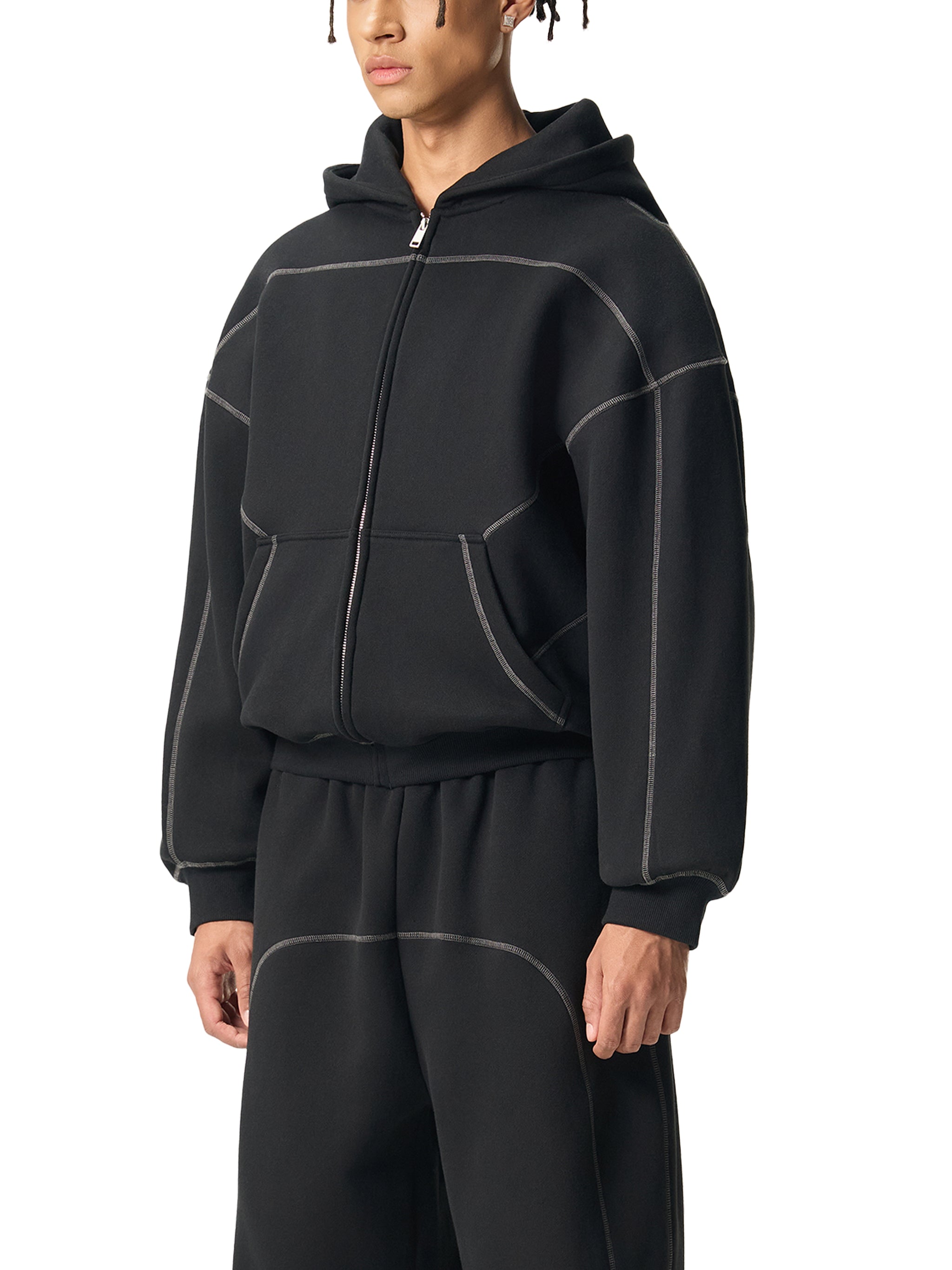 Bluza Boxy Zip Contrast Stitch – Nowrocky™