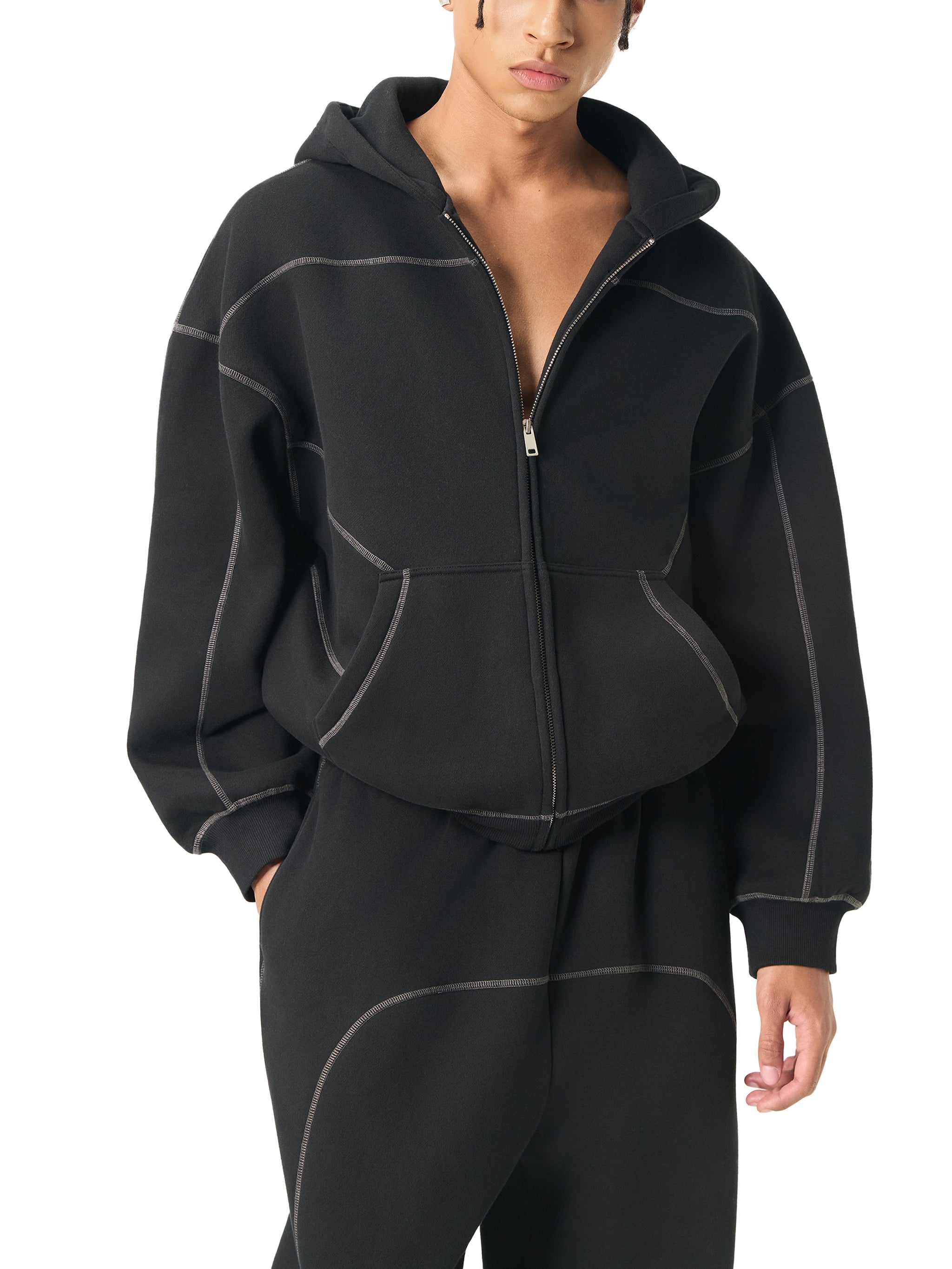 Bluza Boxy Zip Contrast Stitch – Nowrocky™