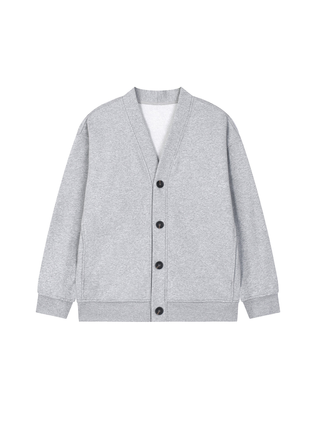 Bluza Kardigan Heavyweight V-Neck – Nowrocky™ — zbliżenie na dekolt V i zapięcie