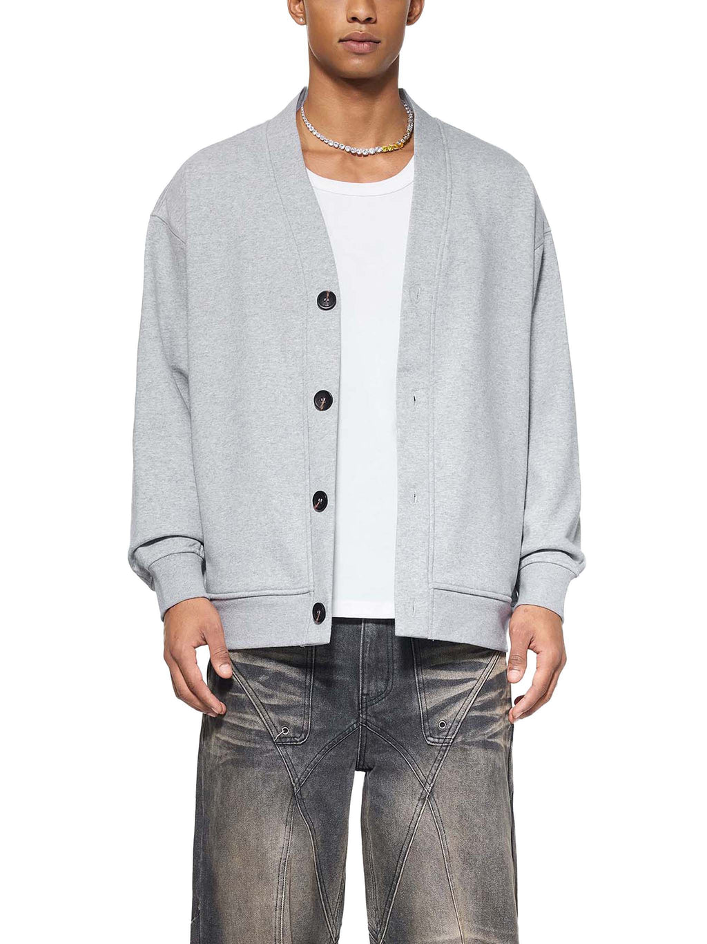Bluza Kardigan Heavyweight V-Neck – Nowrocky™ — ściągacz przy nadgarstku