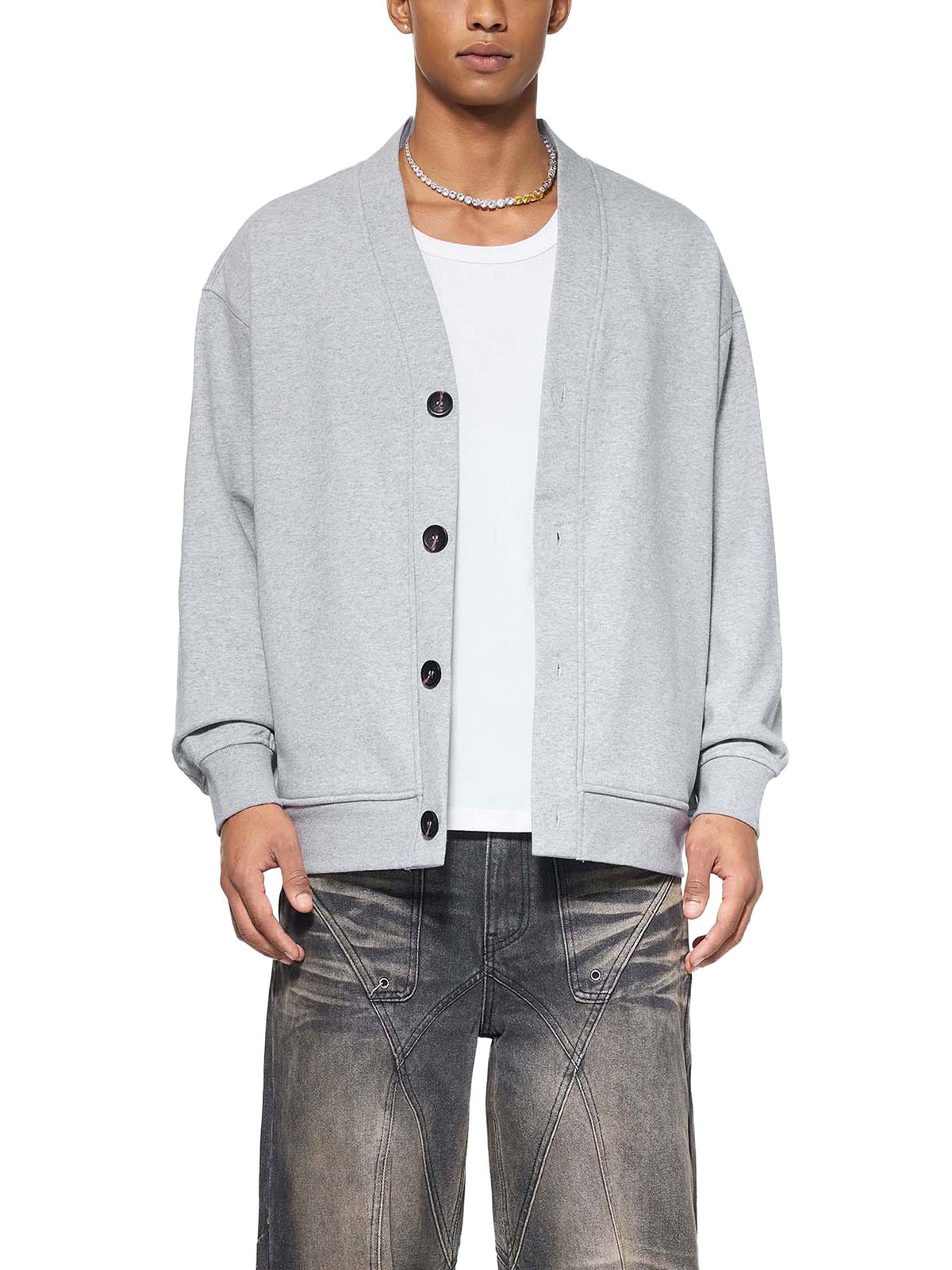 Bluza Kardigan Heavyweight V-Neck – Nowrocky™ — ściągacz przy nadgarstku