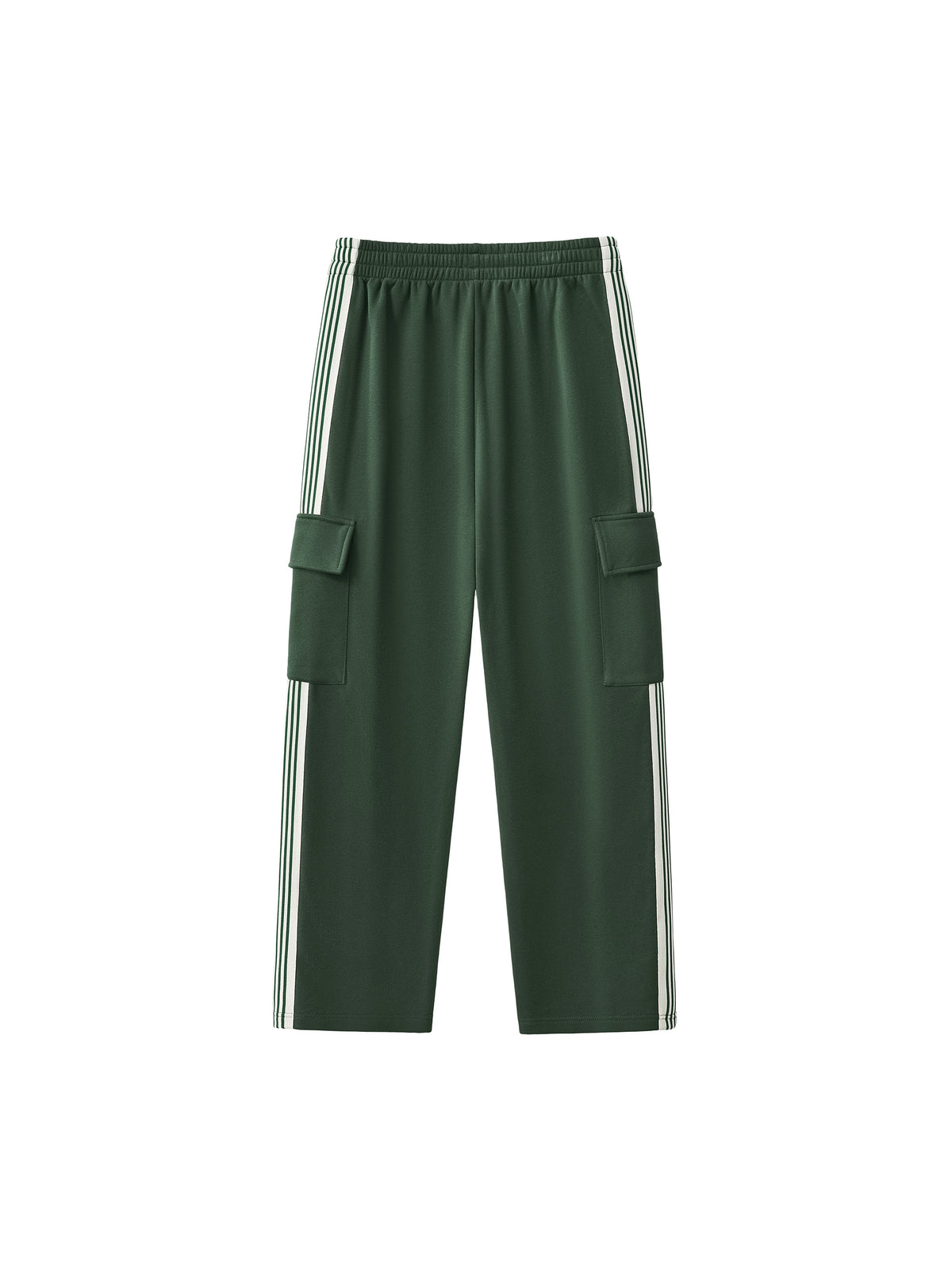 Spodnie Cargo Side Stripe Straight Leg – Nowrocky™ — ujęcie z profilu, prosta nogawka
