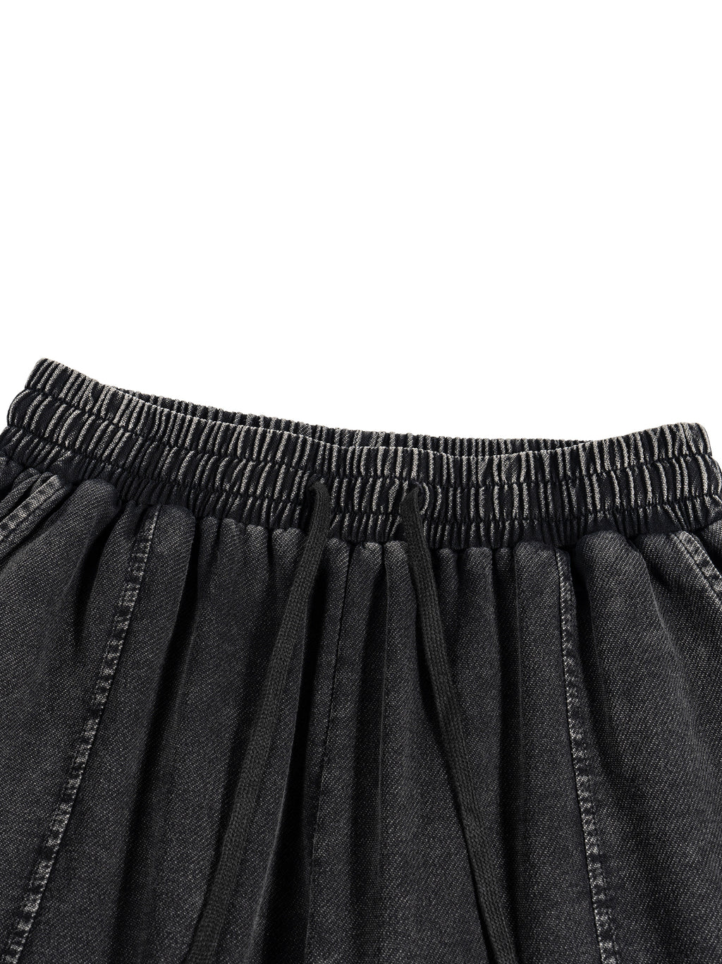 Spodnie Snow Wash Drawstring – Nowrocky™ — detal splotu z przetarciem snow wash
