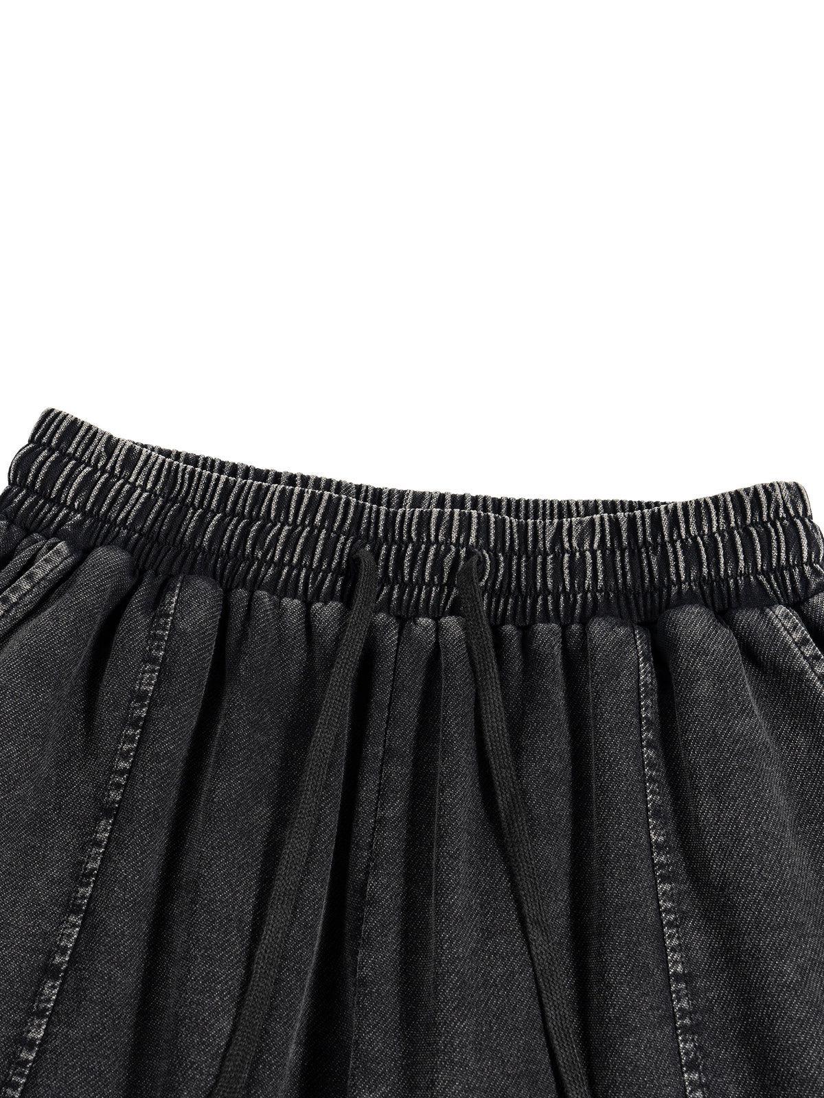 Spodnie Snow Wash Drawstring – Nowrocky™ — detal splotu z przetarciem snow wash