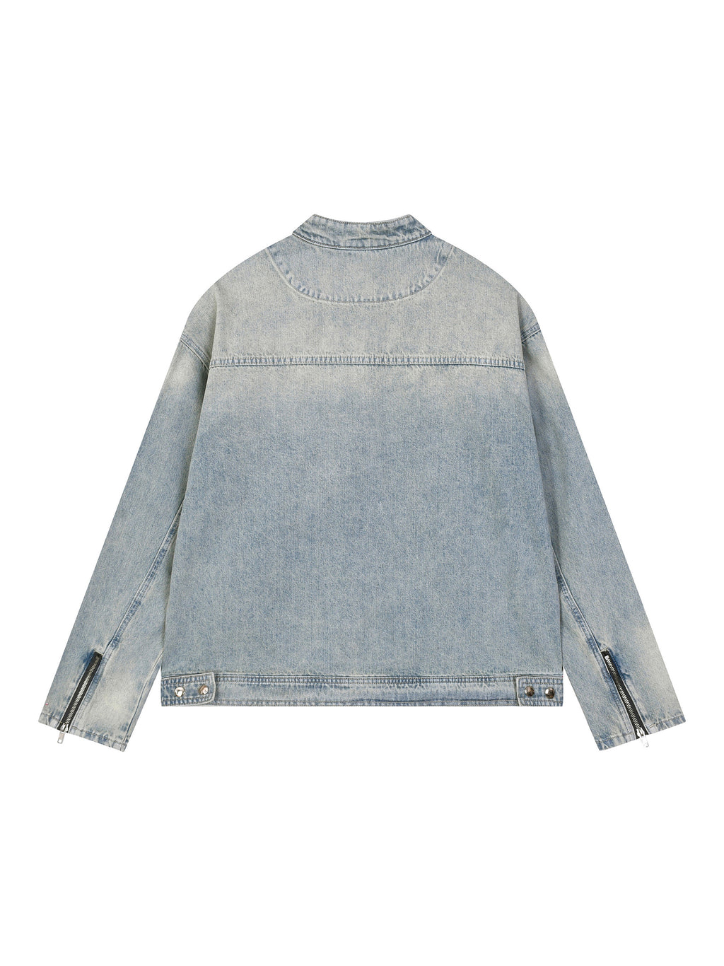 Kurtka Jeansowa Vintage Wash Zip – Nowrocky™ — zamek błyskawiczny w zbliżeniu