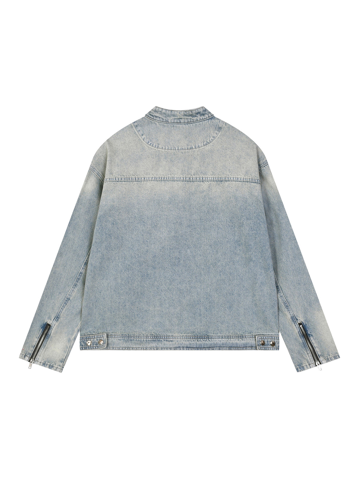 Kurtka Jeansowa Vintage Wash Zip – Nowrocky™ — zamek błyskawiczny w zbliżeniu