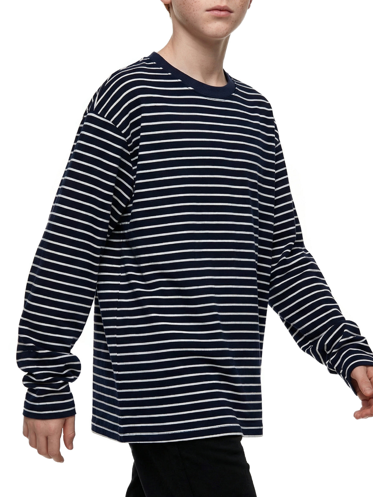 Longsleeve Dziecięcy Paski Contrast Rib – Nowrocky™ — stylizacja dziecięca w pełnym kadrze