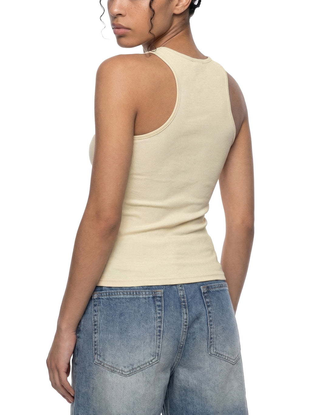 Tank Top Ribbed Racerback – Nowrocky™ — kadr studyjny na jasnym tle