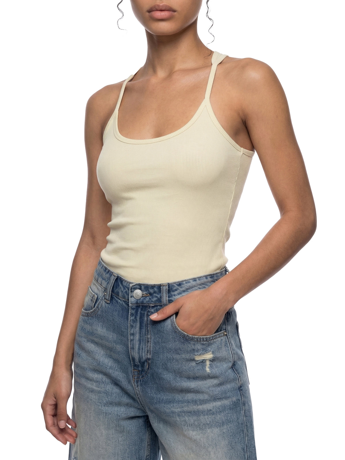 Tank Top Ribbed Racerback – Nowrocky™ — stylizacja uliczna z legginsami