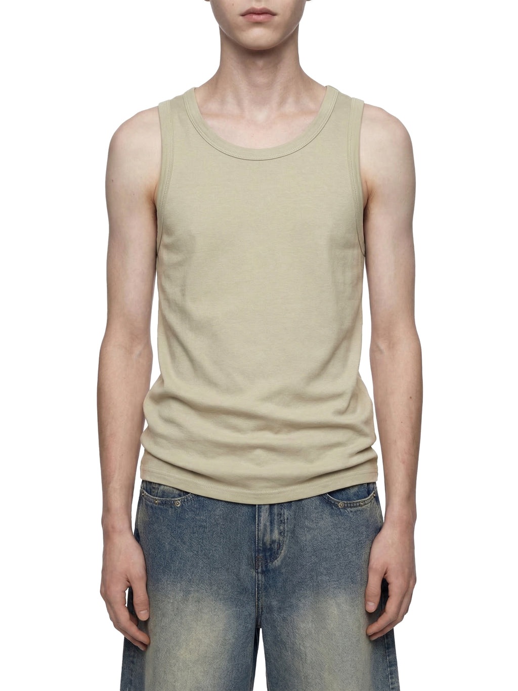 Tank Top Heavyweight Ribbed – Nowrocky™ — dolna krawędź i szew boczny