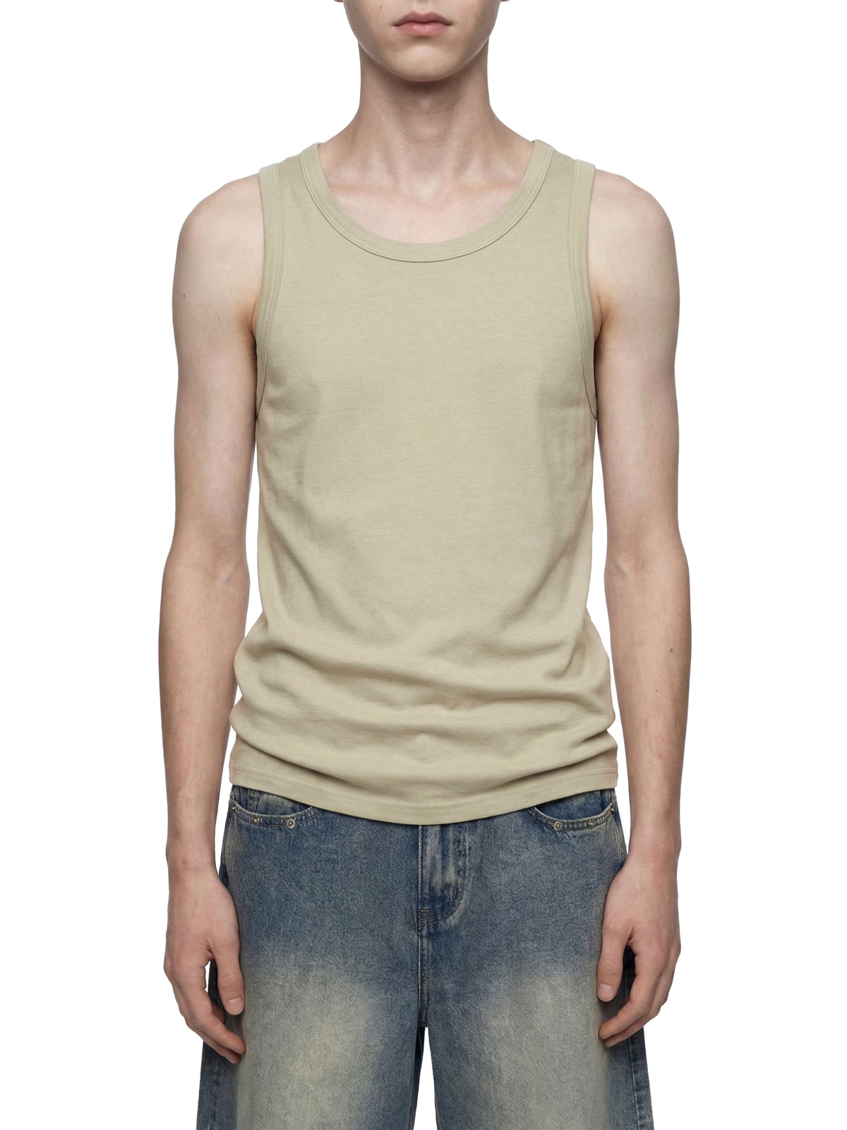 Tank Top Heavyweight Ribbed – Nowrocky™ — dolna krawędź i szew boczny