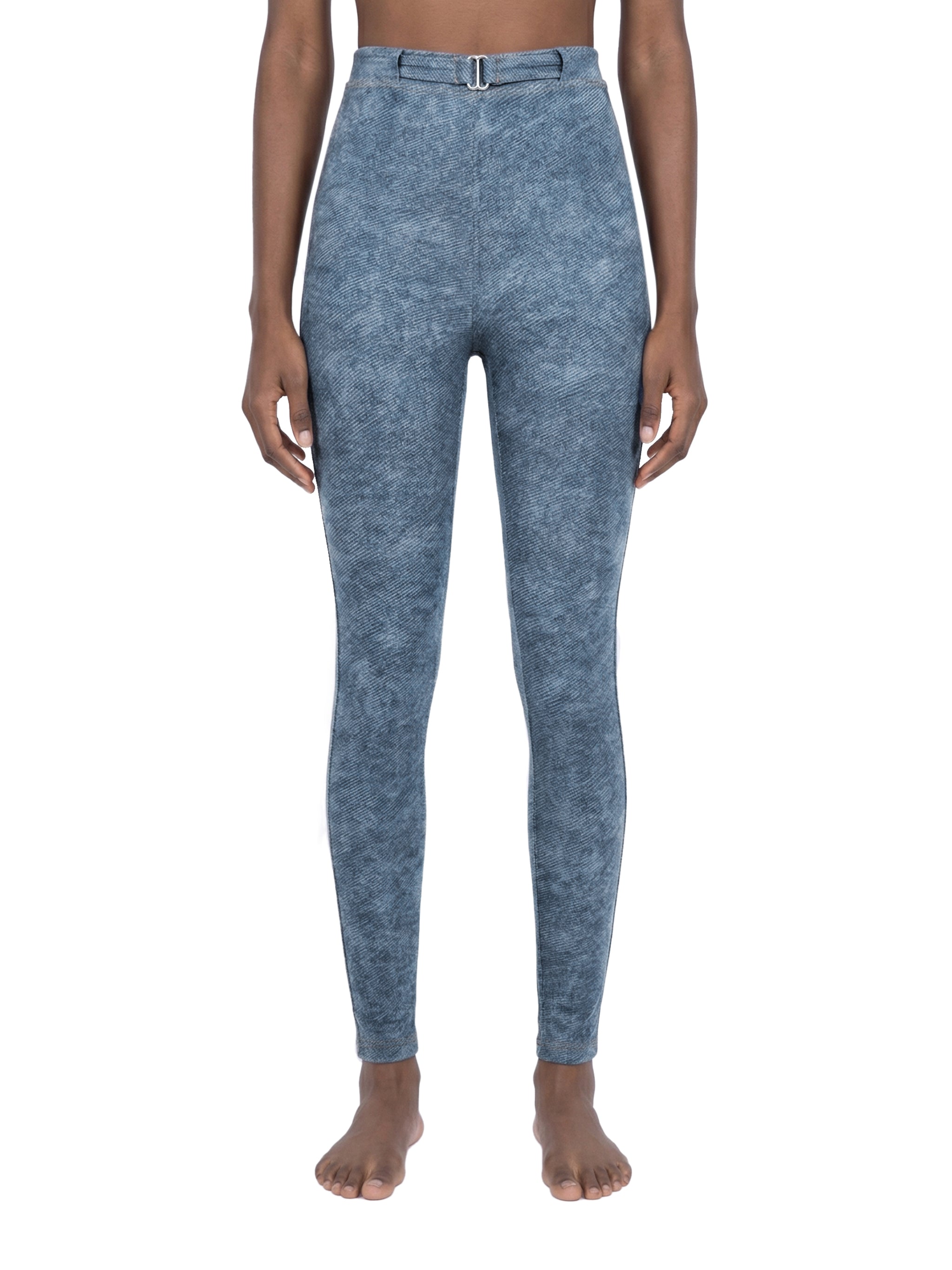 Legginsy ze sztucznego denimu z rozporkiem na zamek błyskawiczny – Nowrocky™