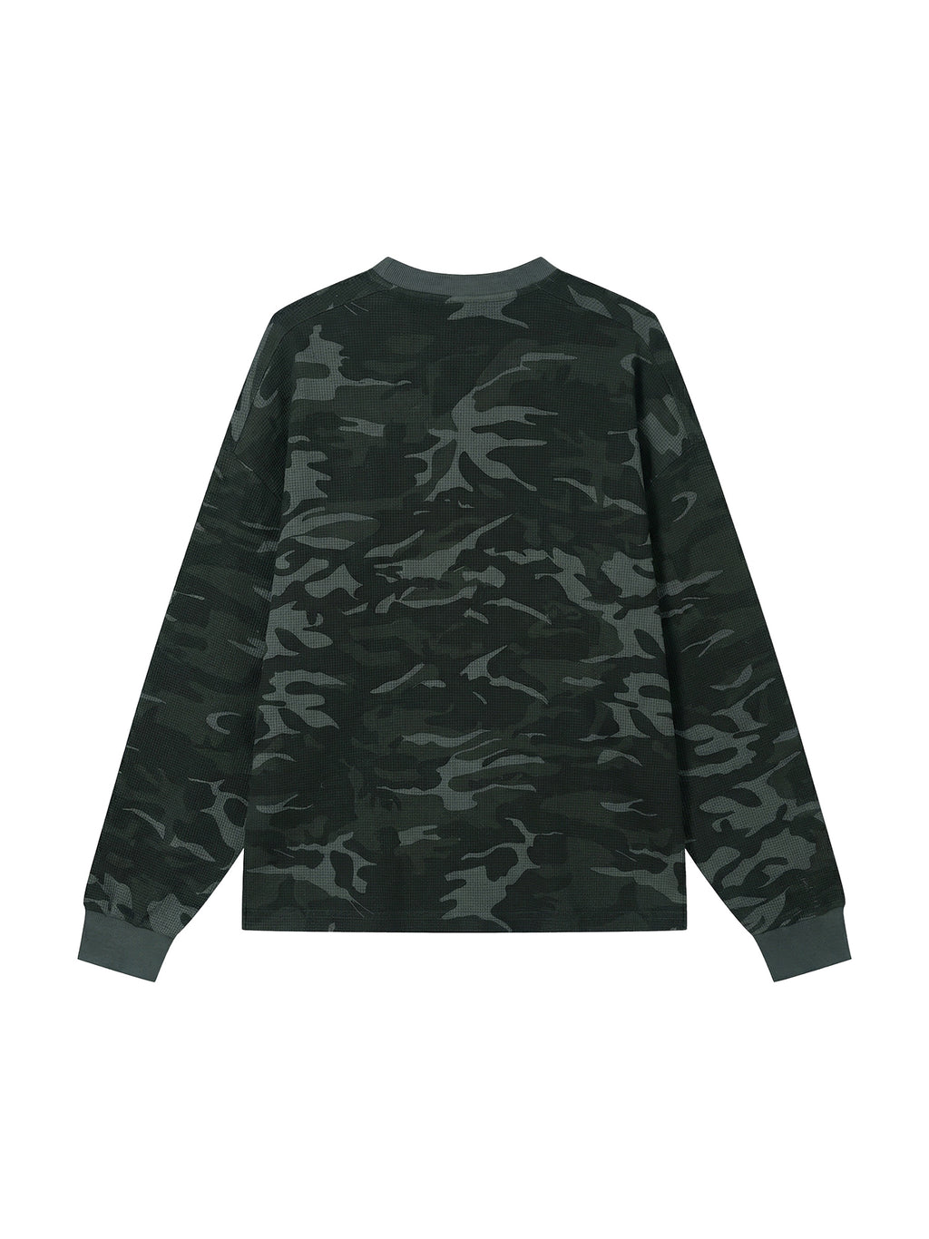 Longsleeve Waffle Boxy Drop Shoulder – Nowrocky™ — układ na płasko, strona tylna