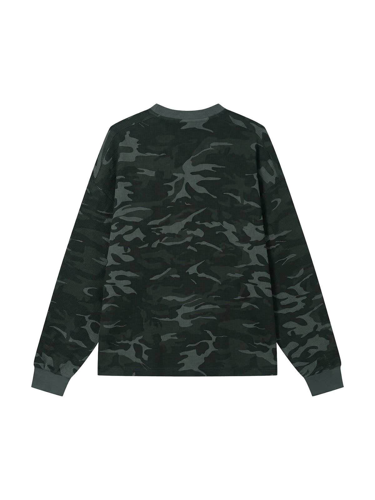 Longsleeve Waffle Boxy Drop Shoulder – Nowrocky™ — układ na płasko, strona tylna