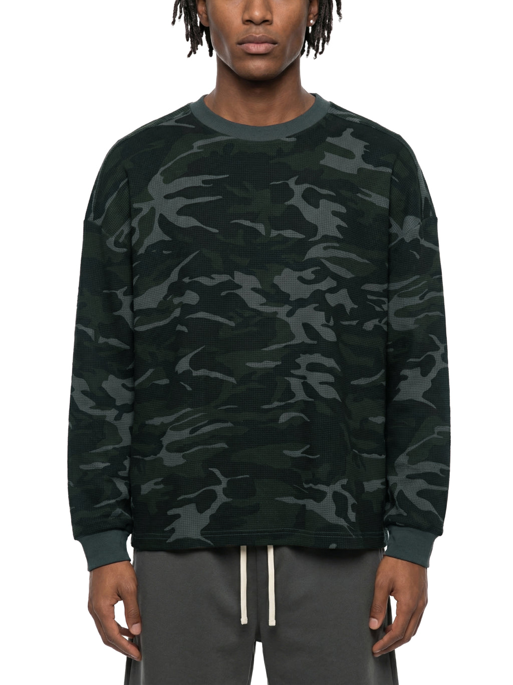 Longsleeve Waffle Boxy Drop Shoulder – Nowrocky™ — stylizacja uliczna w pełnym kadrze