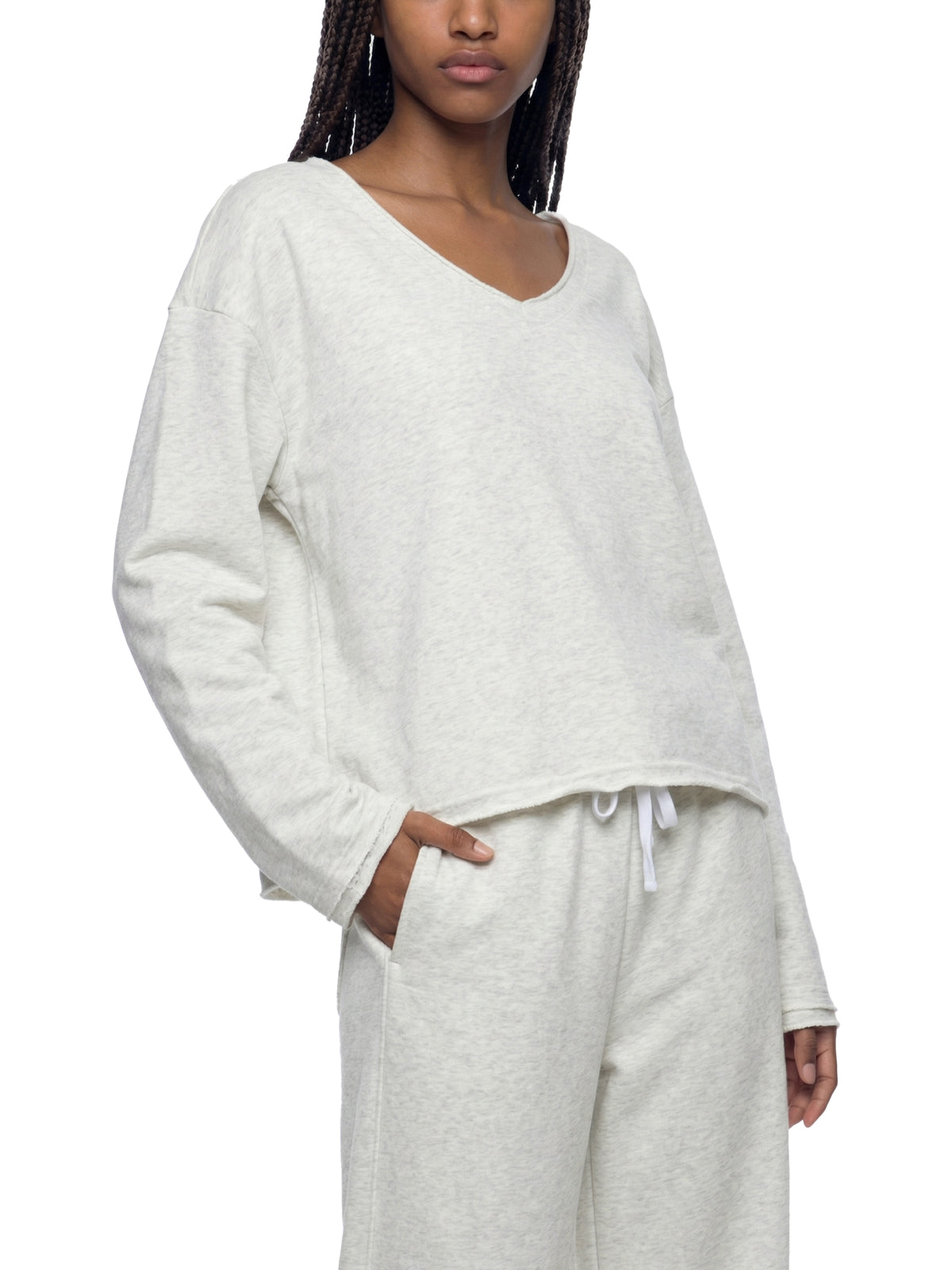 Longsleeve Damski Raw Hem Crop – Nowrocky™ — układ na płasko, strona tylna