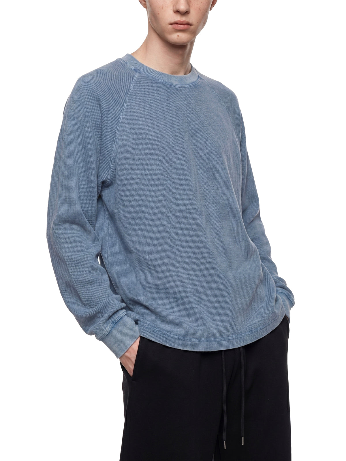 Longsleeve Vintage Wash Boxy Raglan – Nowrocky™ — odcień materiału w zbliżeniu