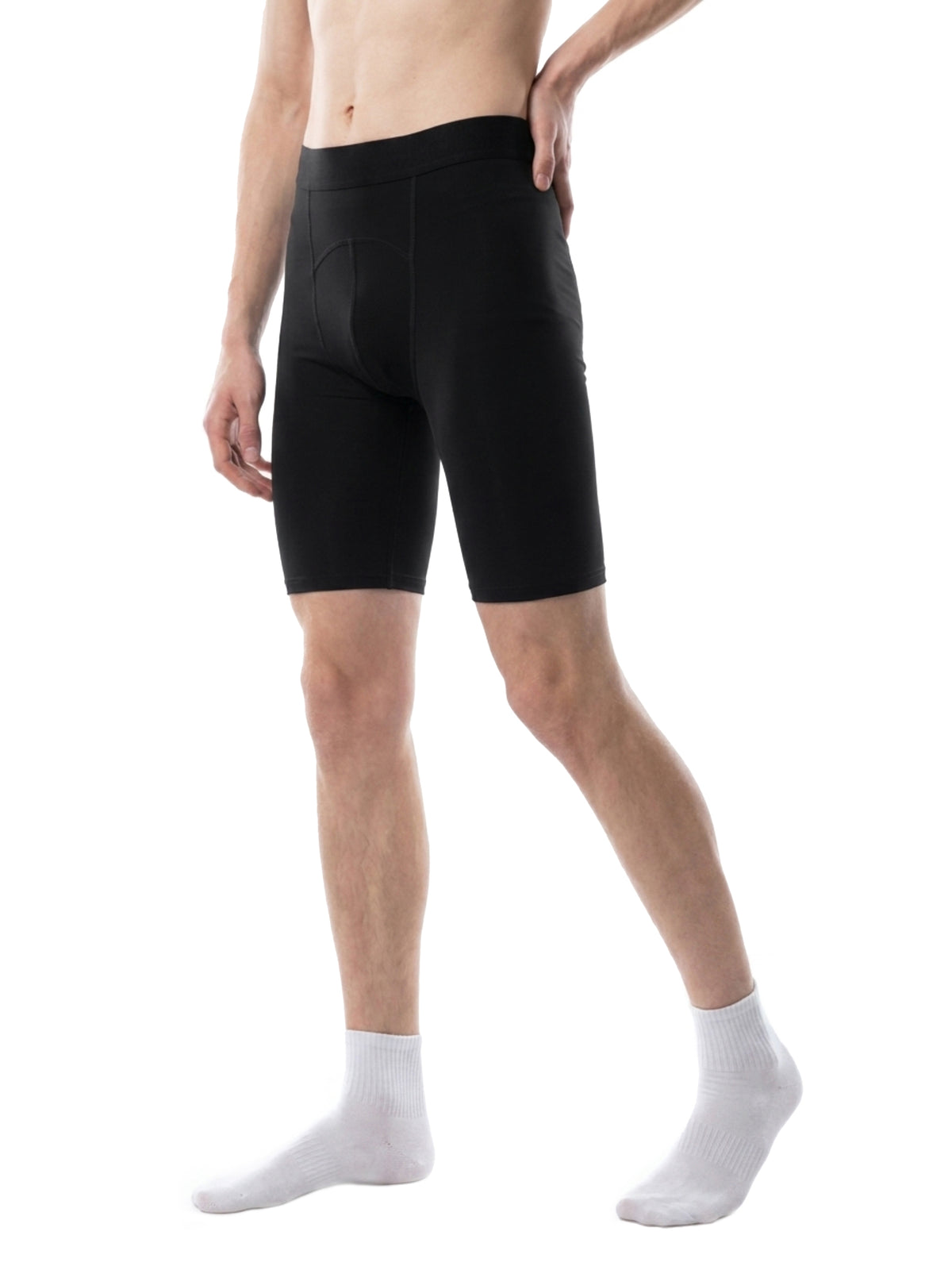 Szorty Rowerowe Tight – Nowrocky™ — logo marki na nogawce, zbliżenie