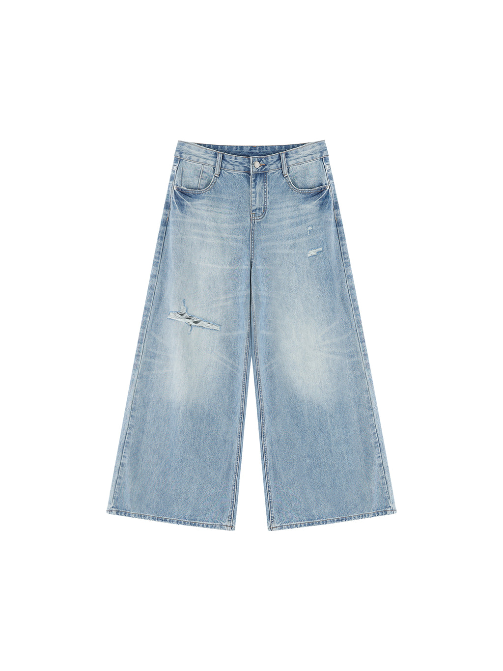 Jeansy Damskie Vintage Wash Distressed Wide Leg – Nowrocky™ — jeansy na modelce, sylwetka