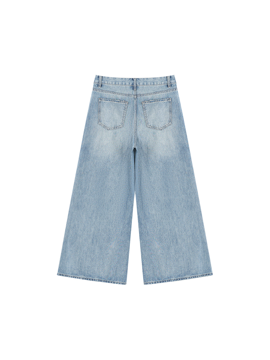 Jeansy Damskie Vintage Wash Distressed Wide Leg – Nowrocky™ — z profilu, szeroka nogawka
