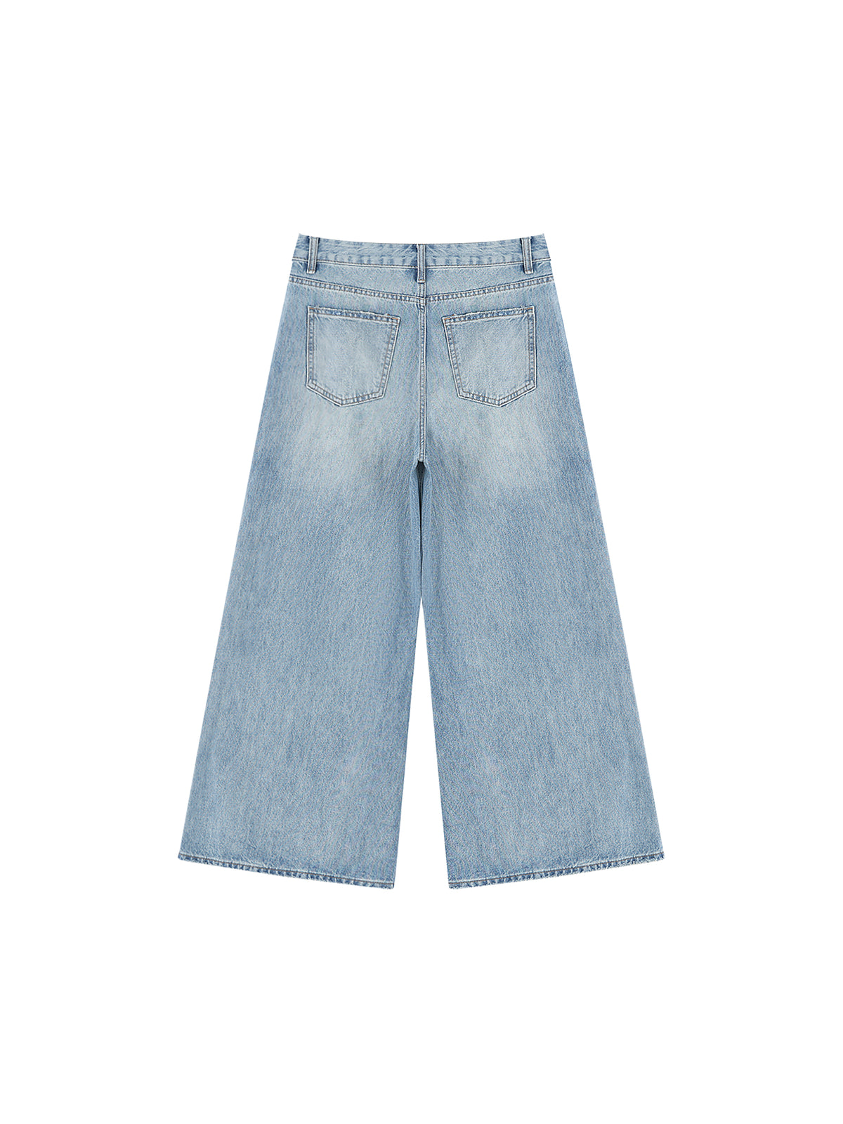 Jeansy Damskie Vintage Wash Distressed Wide Leg – Nowrocky™ — z profilu, szeroka nogawka