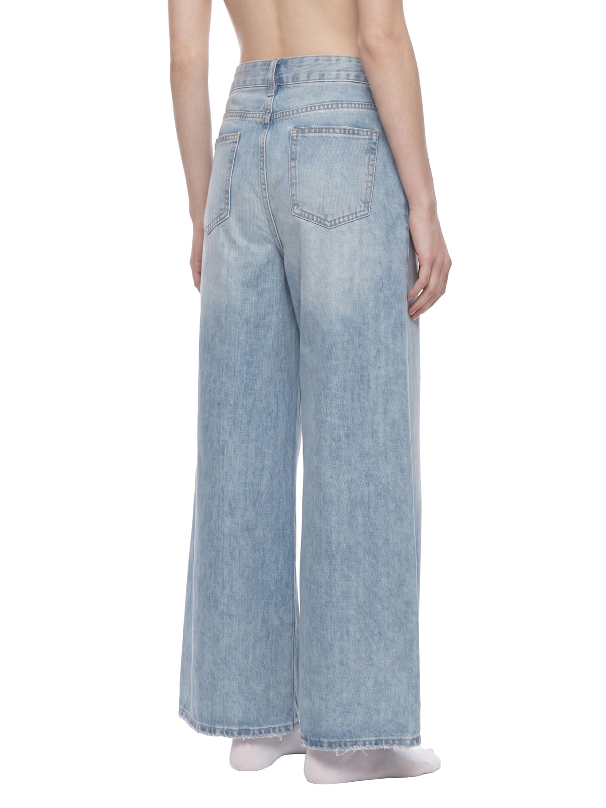 Jeansy Damskie Vintage Wash Distressed Wide Leg – Nowrocky™ — tylna kieszeń i przeszycia