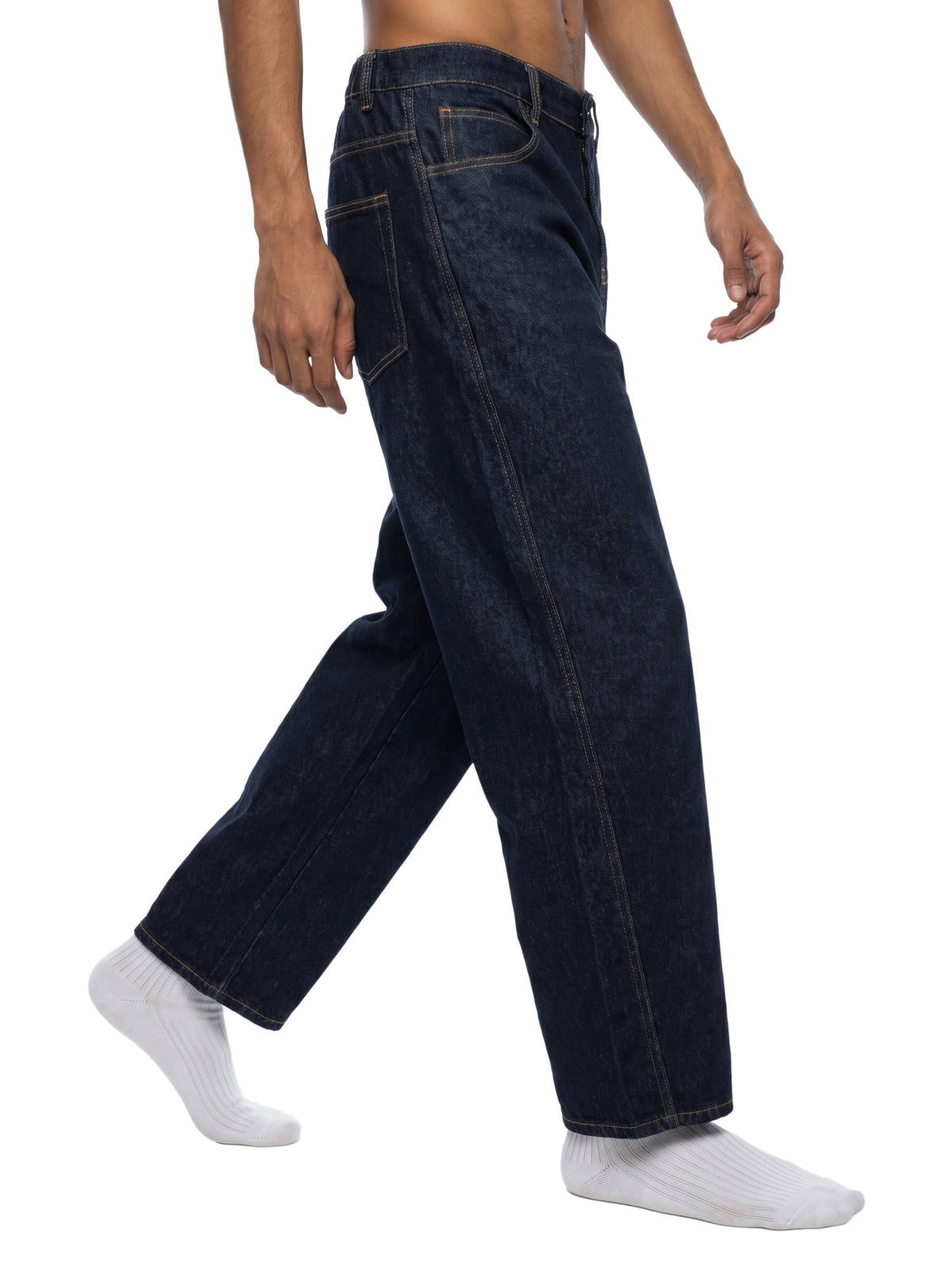 Jeansy Barrel Leg Vintage Wash – Nowrocky™ — tylna kieszeń z przeszyciem
