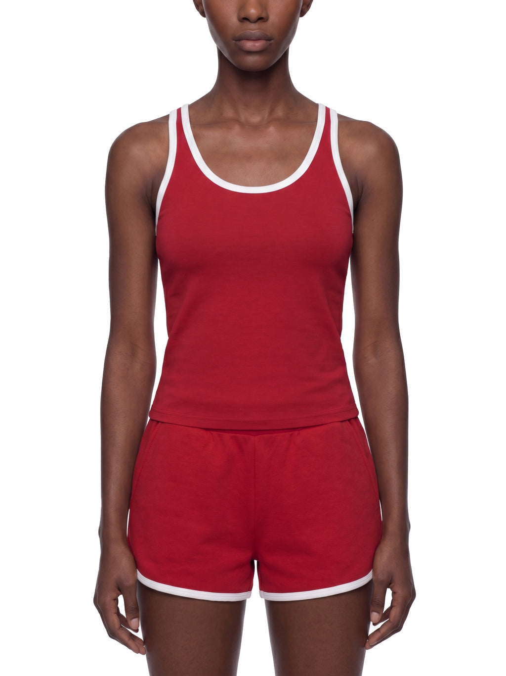 Tank Top Crop Contrast Trim – Nowrocky™ — kadr studyjny na jasnym tle