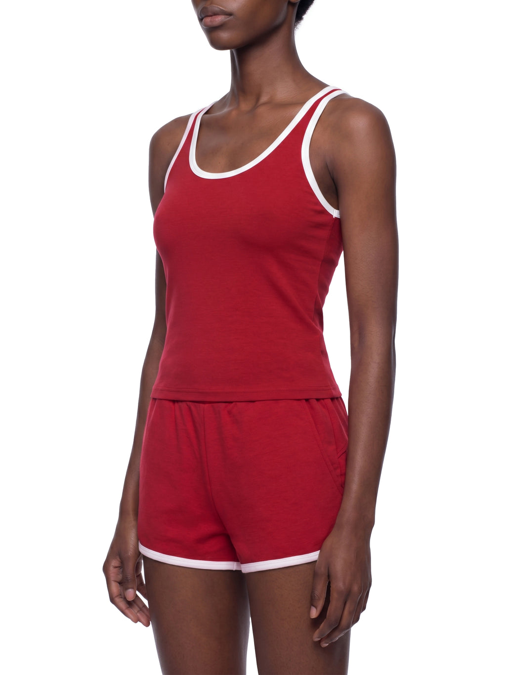 Tank Top Crop Contrast Trim – Nowrocky™ — detal szwu bocznego
