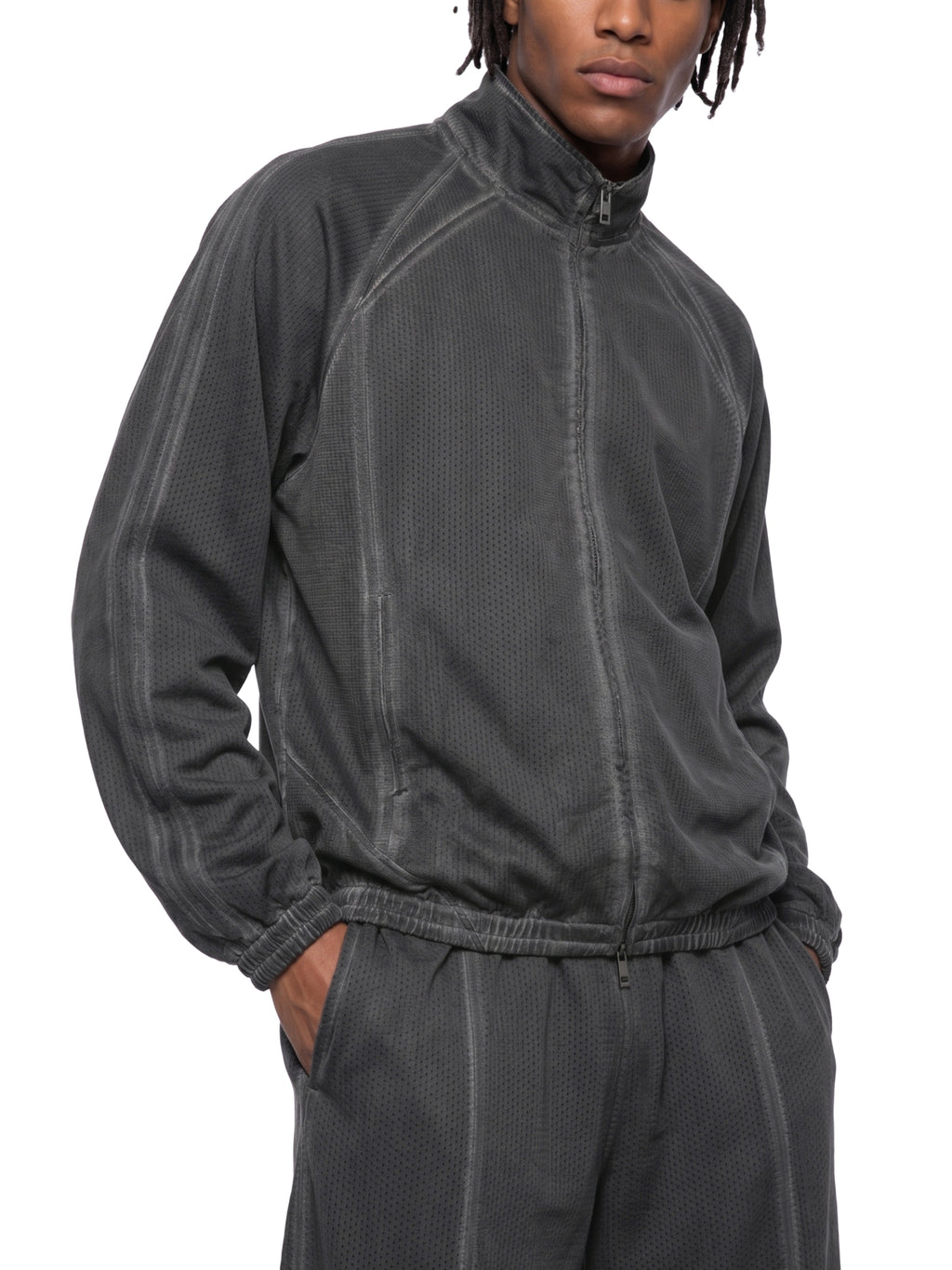 Kurtka Mesh Vintage Wash Full Zip – Nowrocky™ — kieszeń boczna z zamkiem