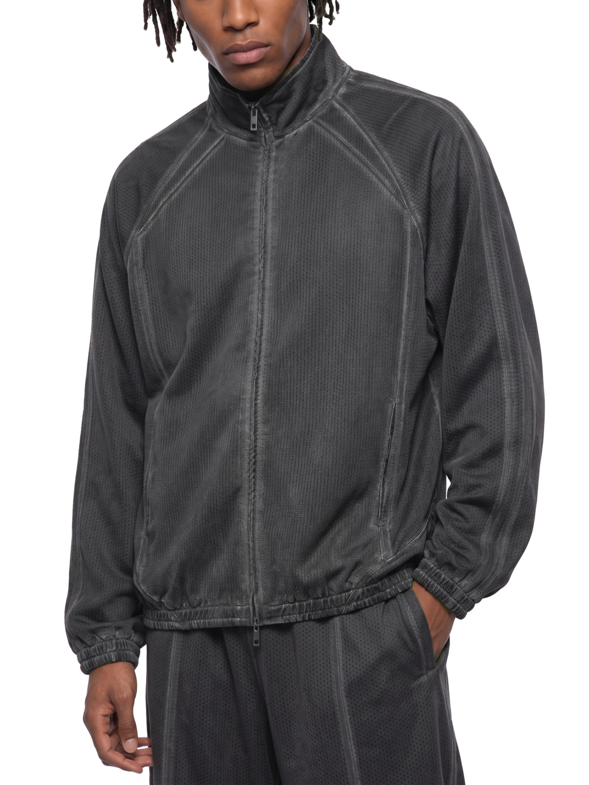 Kurtka Mesh Vintage Wash Full Zip – Nowrocky™ — detal siatkowego materiału mesh