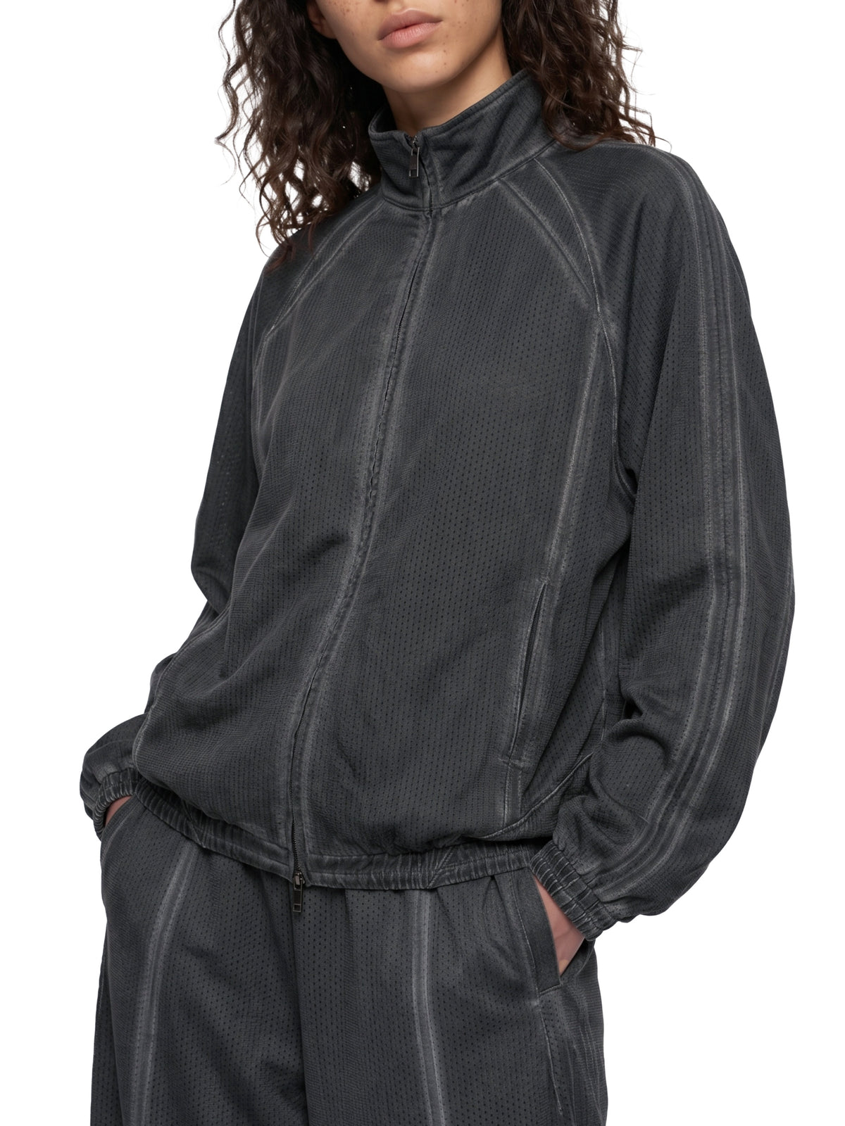 Kurtka Mesh Vintage Wash Full Zip – Nowrocky™ — plecy z bliska, panel siatki