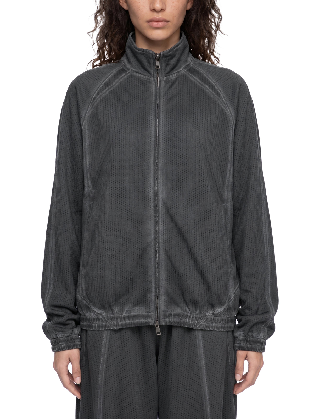 Kurtka Mesh Vintage Wash Full Zip – Nowrocky™ — dół kurtki i szew boczny