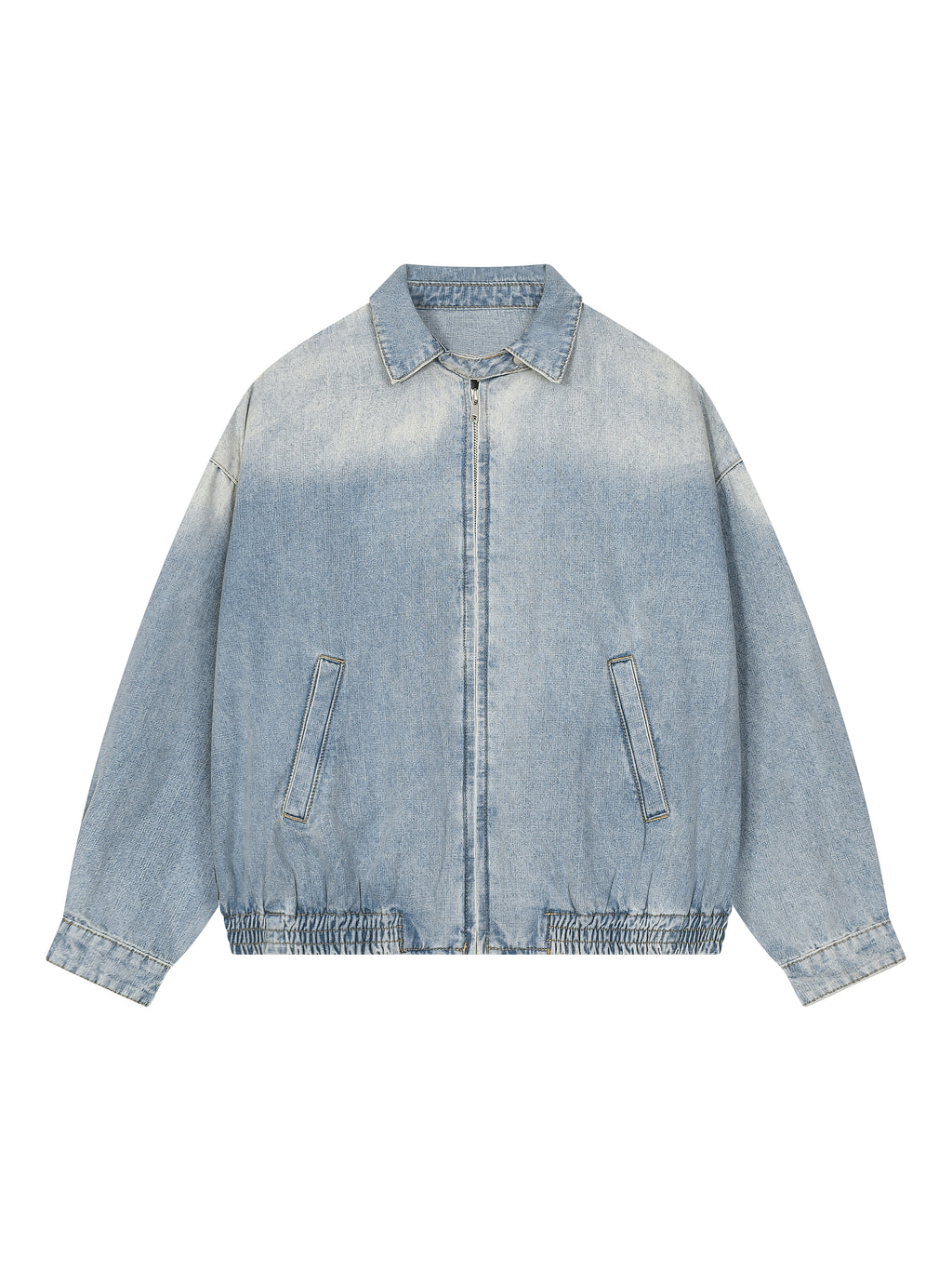 Kurtka Jeansowa Full Zip Vintage Wash – Nowrocky™ — kurtka dżinsowa na modelu, sylwetka