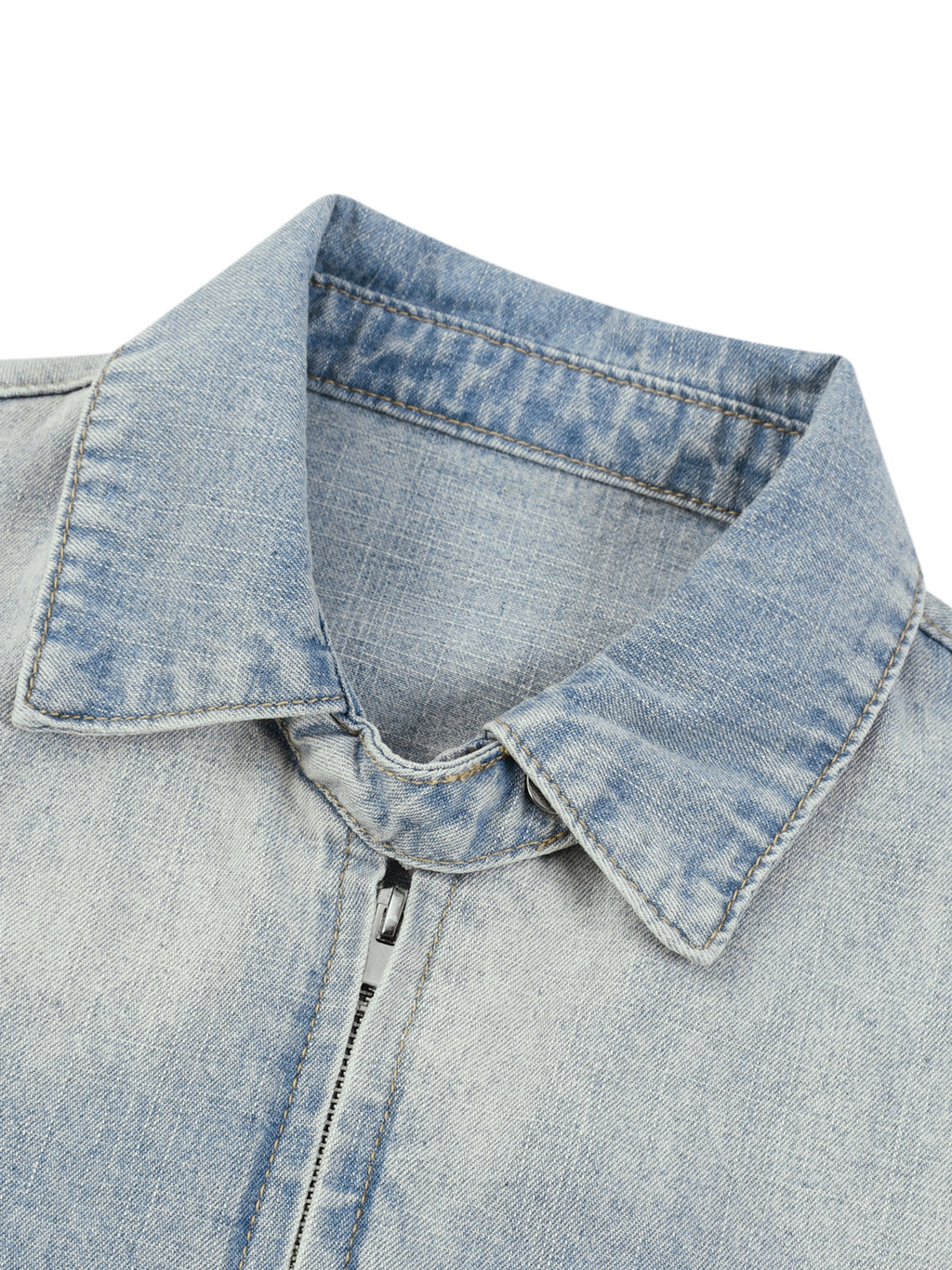 Kurtka Jeansowa Full Zip Vintage Wash – Nowrocky™ — plecy modela i karczek