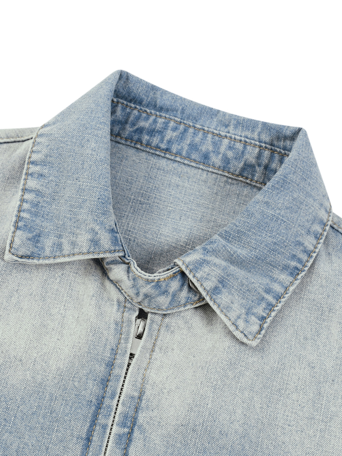Kurtka Jeansowa Full Zip Vintage Wash – Nowrocky™ — plecy modela i karczek