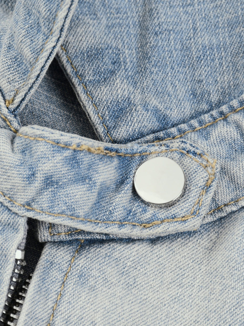 Kurtka Jeansowa Full Zip Vintage Wash – Nowrocky™ — przeszycia kontrastową nicią