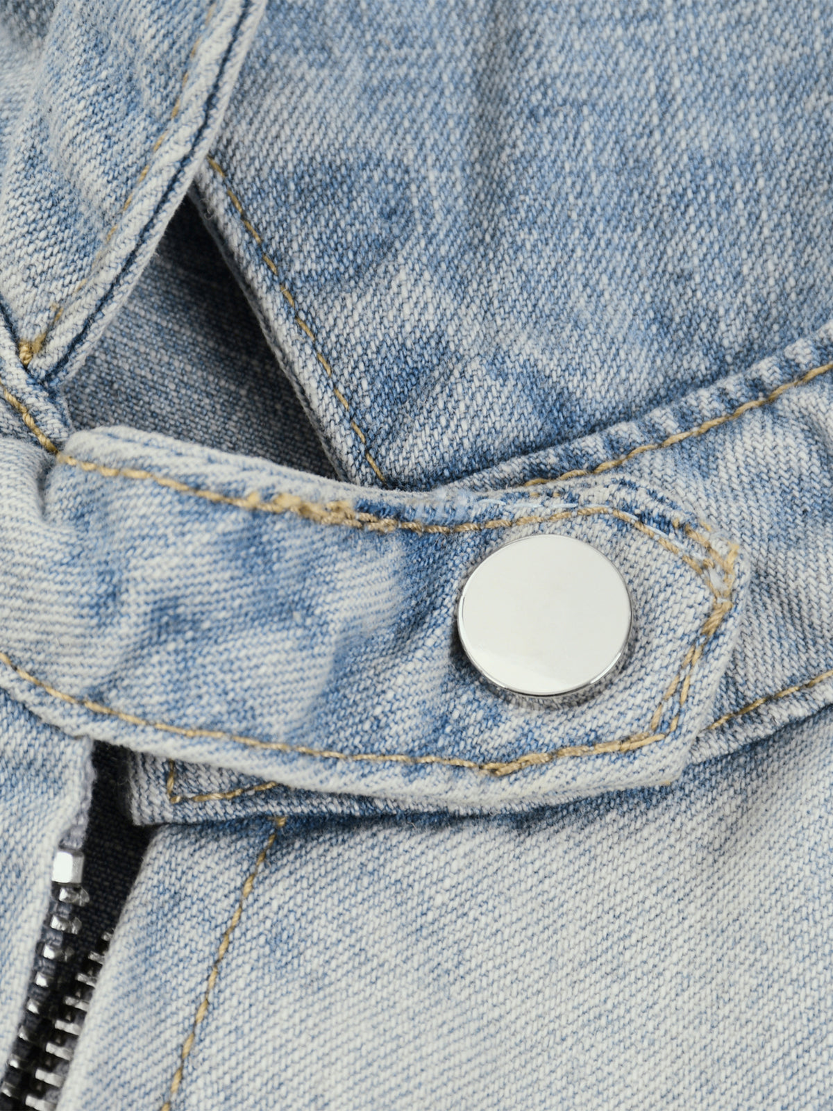 Kurtka Jeansowa Full Zip Vintage Wash – Nowrocky™ — przeszycia kontrastową nicią