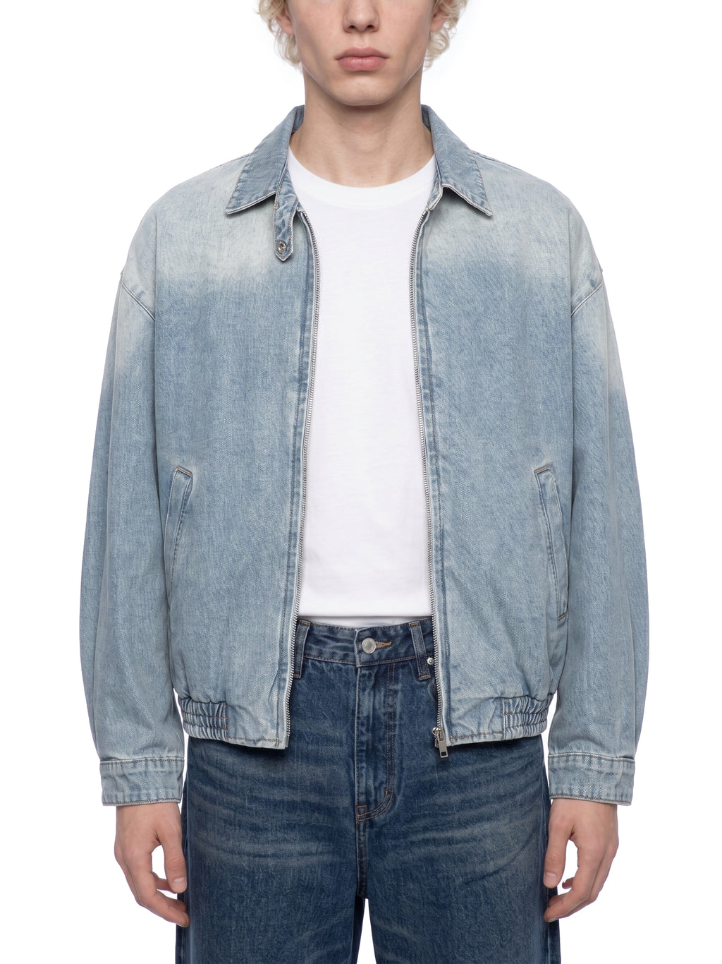 Kurtka Jeansowa Full Zip Vintage Wash – Nowrocky™ — kołnierz i wykończenie przy szyi