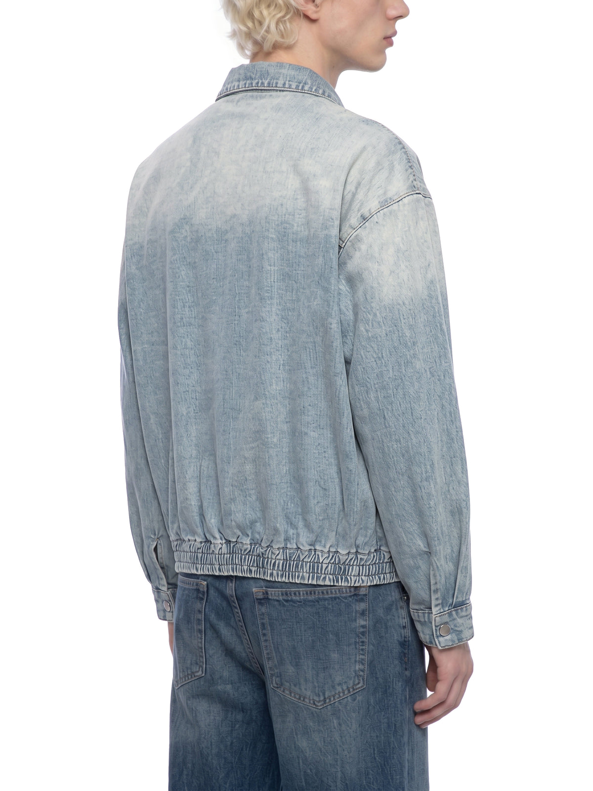 Kurtka Jeansowa Full Zip Vintage Wash – Nowrocky™ — detal sprania vintage na denimie