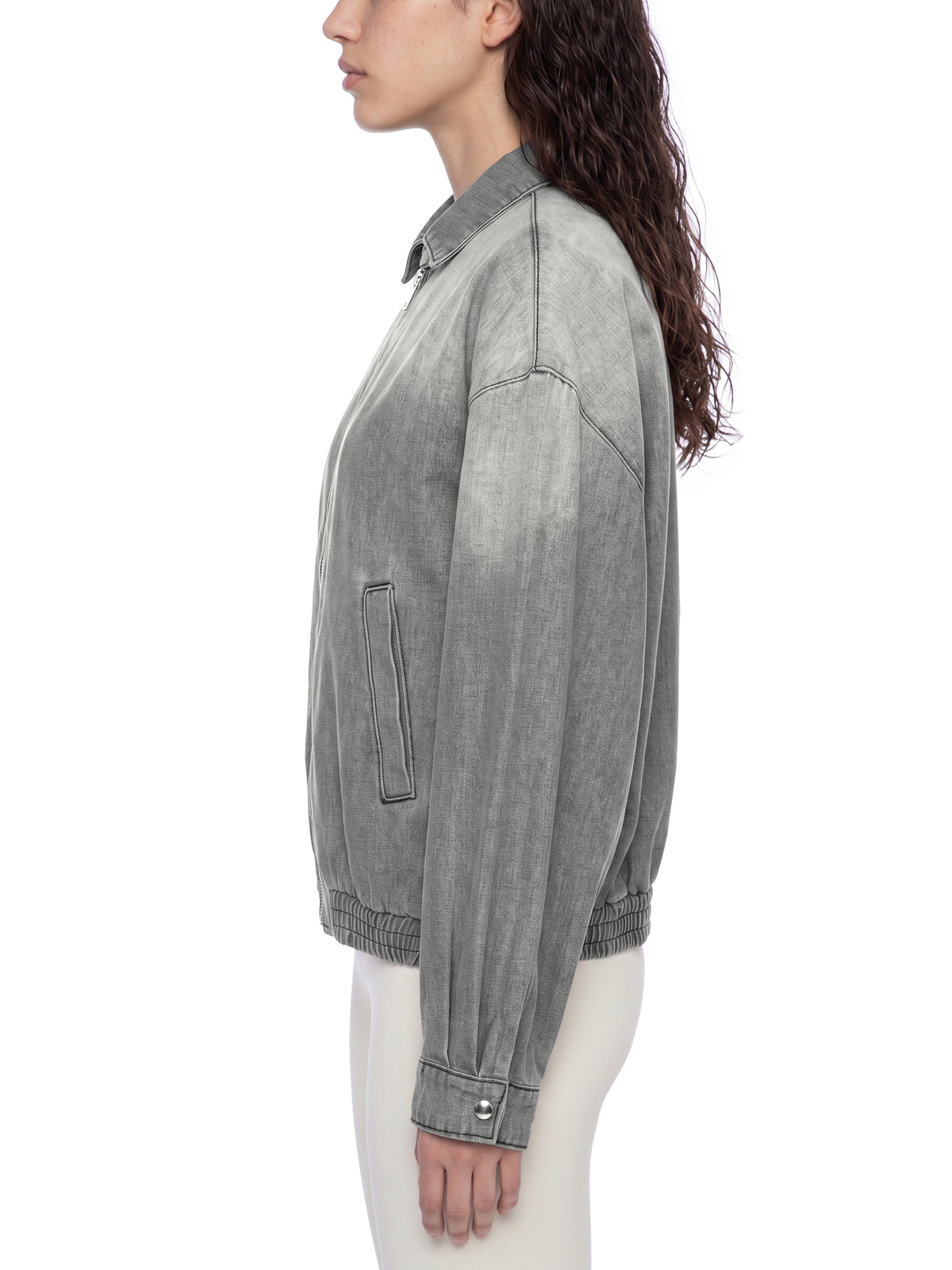 Kurtka Jeansowa Full Zip Vintage Wash – Nowrocky™ — faktura tkaniny denim