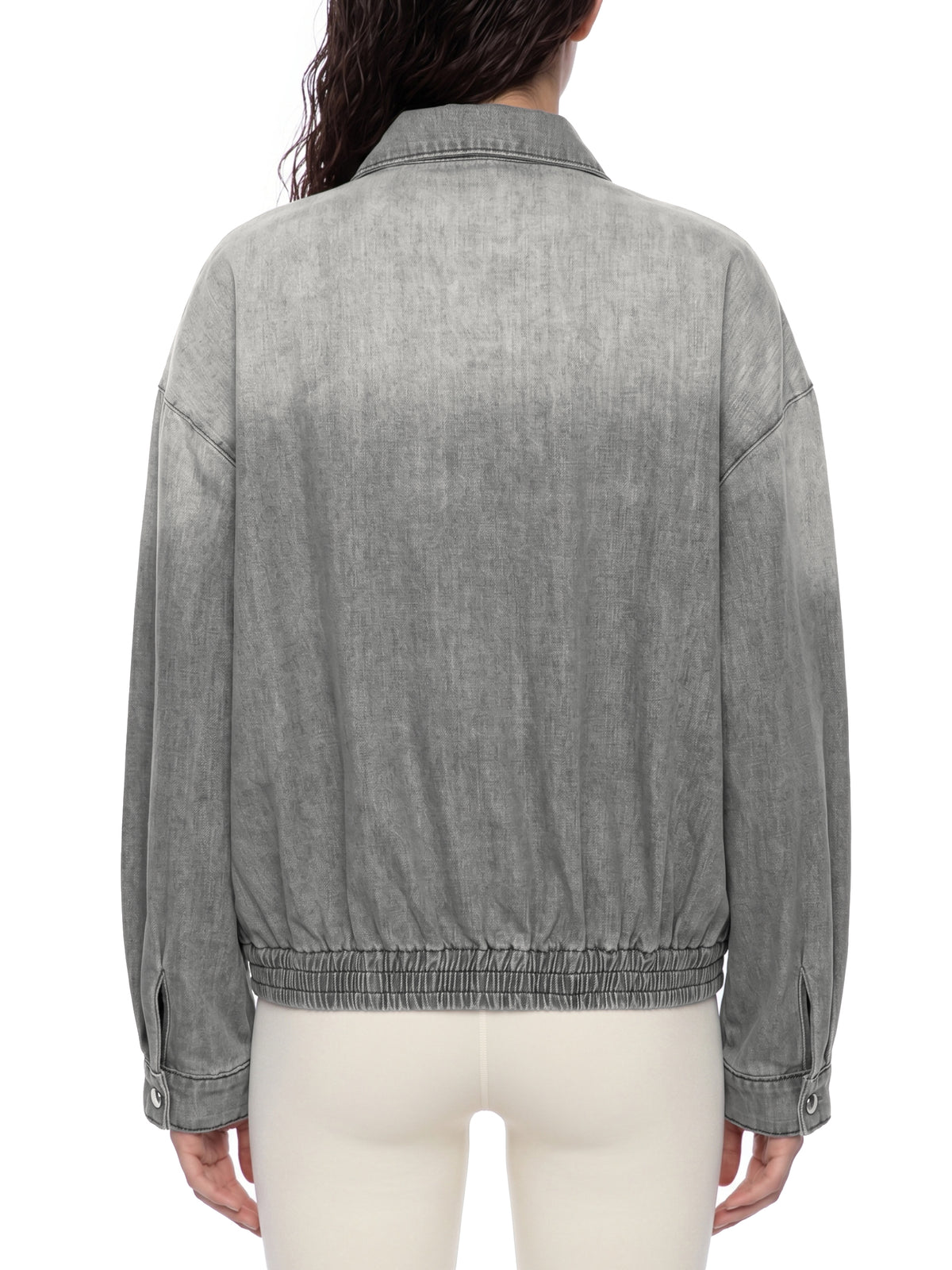 Kurtka Jeansowa Full Zip Vintage Wash – Nowrocky™ — ujęcie z profilu, prosty krój